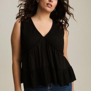 Torrid - Festi Babydoll V-neck Cropped Tiered Sleeveless Tank Top - 2X